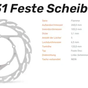 Moto-Master Bremsscheibe Flame-Serie vorne passend für BMW - 110431 Heißes Angebot