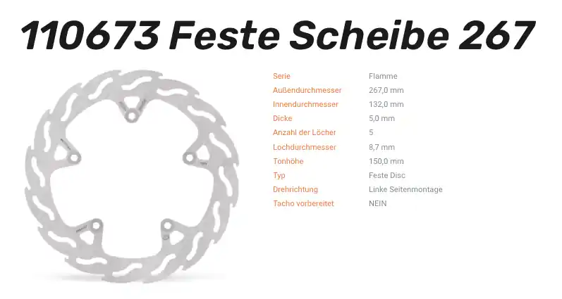 Moto-Master Bremsscheibe Flame-Serie vorne passend für Yamaha - 110673 Top-Seller