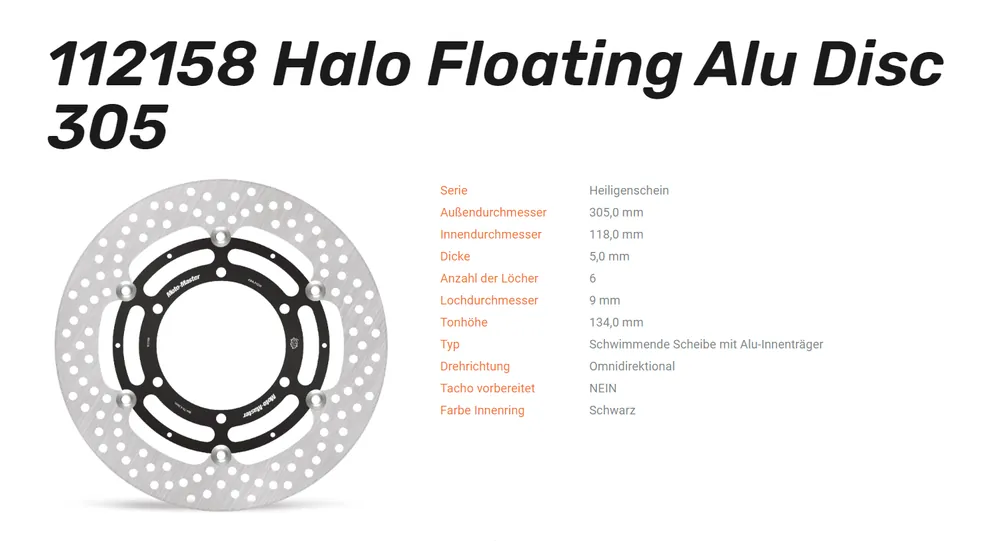 Moto-Master Bremsscheibe Flame Floating Alu-Disc vorne passend für BMW - 112158 Neu