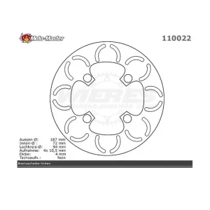 Moto-Master Bremsscheibe hinten passend für Honda TRX 250 R (Bj.86-89) - 110022 Highlight