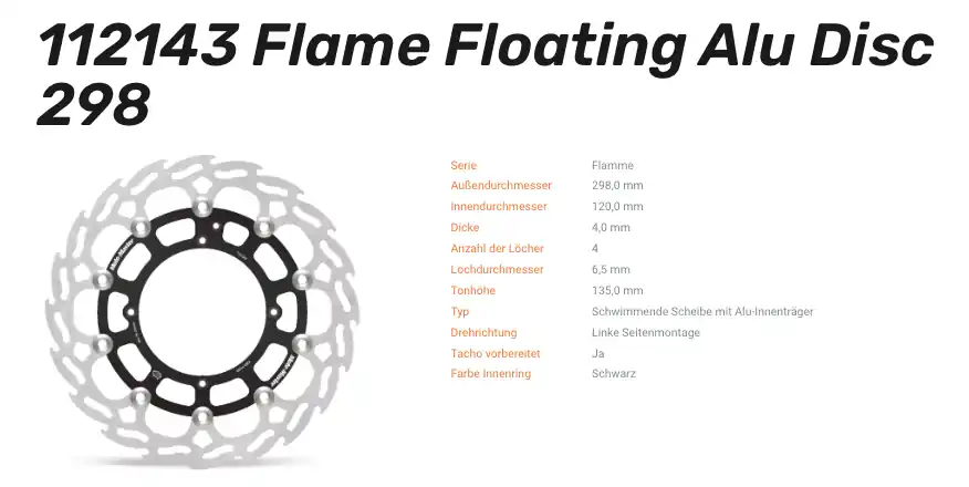 Garantierte Lieferung Moto-Master Bremsscheibe Flame Floating Alu-Disc vorne passend für Husqvarna - 112143