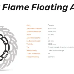 Moto-Master Bremsscheibe Flame Floating Alu-Disc vorne passend für Husqvarna / KTM - 112319 Sichere Zahlung