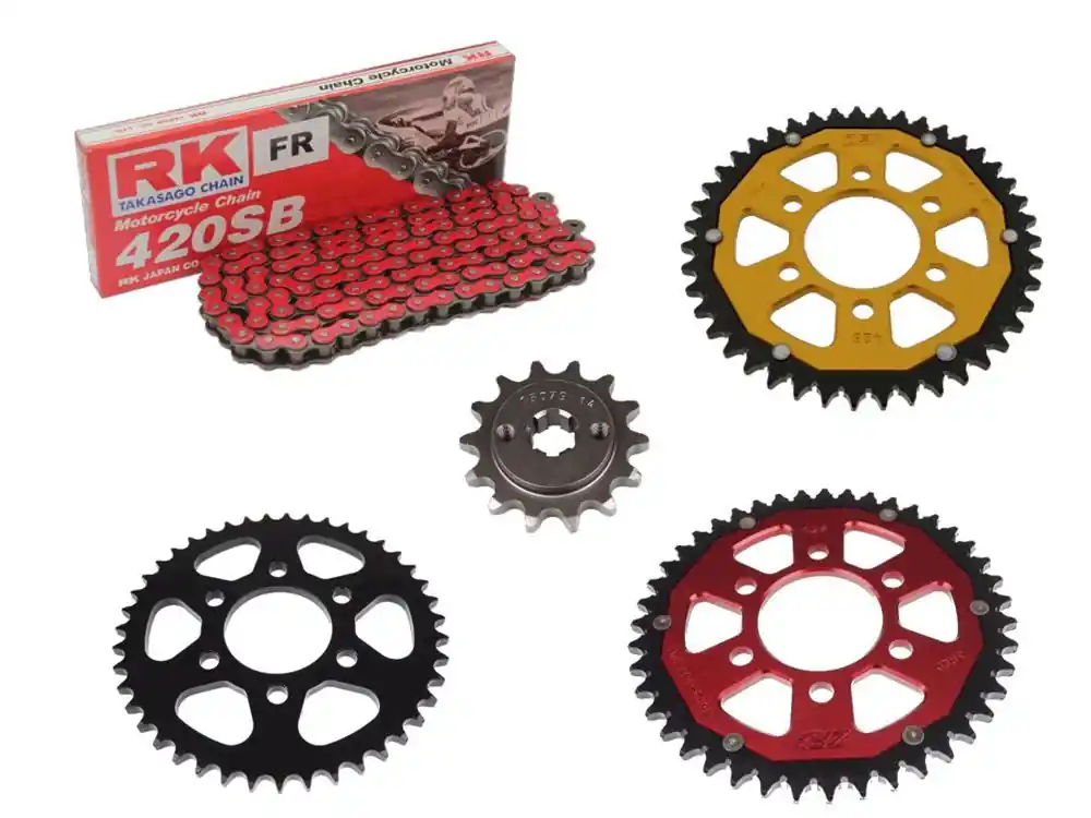 RK Kettensatz passend für Benelli BN 125 CBS (Bj.18-) RK428HSB Kette farbig rot blau Abverkauf