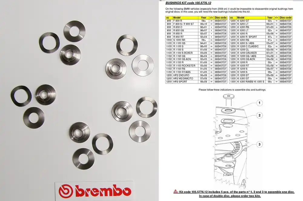 Brembo Buchsensatz passend für BMW Scheiben 4.5 mm ab Bj.08 - 105577614 Echt