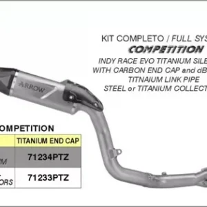 Abverkauf ARROW Competition Indy Race Titan Komplettanlage passend für MV Agusta F3 800 22-23