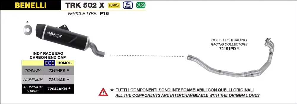 Must-Have ARROW Indy Race Evo Endschalldämpfer passend für BENELLI TRK 502 X 21-23
