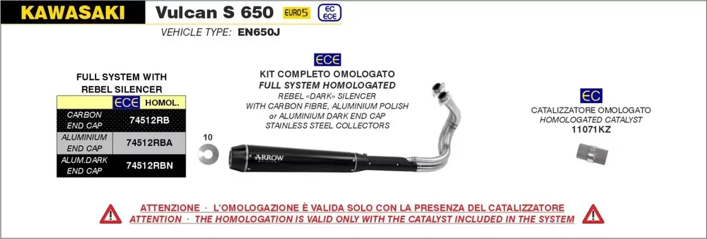 ARROW REBEL Edelstahl Schwarz passend für KAWASAKI VULCAN S 650 21-24 Saisonangebot