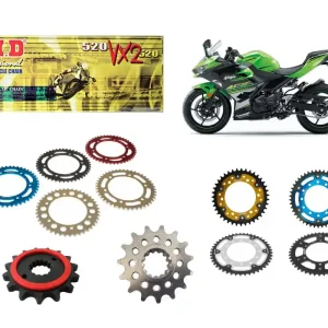 DID Kettensatz passend für Kawasaki Ninja EX 400 / ABS (Bj.18-24) DID 520 Kette Stahl Alu Stealth Si Neuheit