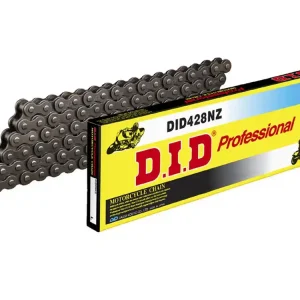 Markenware Kette DID Motorrad: DID428NZ 134 Glieder silbergrau offen mit Clipschloss
