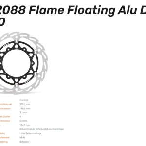 Kostenfreie Lieferung Moto-Master Bremsscheibe Flame Floating Alu Disc 270 links passend für Yamaha YZ125/250/450 - 112088