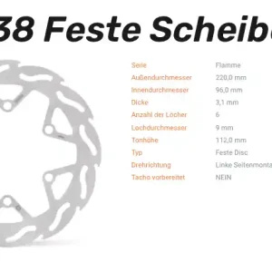 Moto-Master Bremsscheibe Flame-Serie 220 vorne passend für Kawasaki - 110238 Neuheit