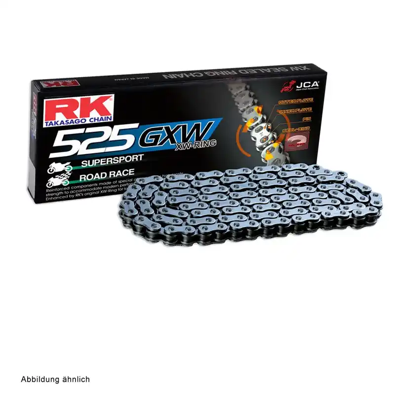Motorradkette RK 525 GXW-Ringkette, offen mit Hohlnietschloss; Preis pro Kettenglied Sofort Bestellen