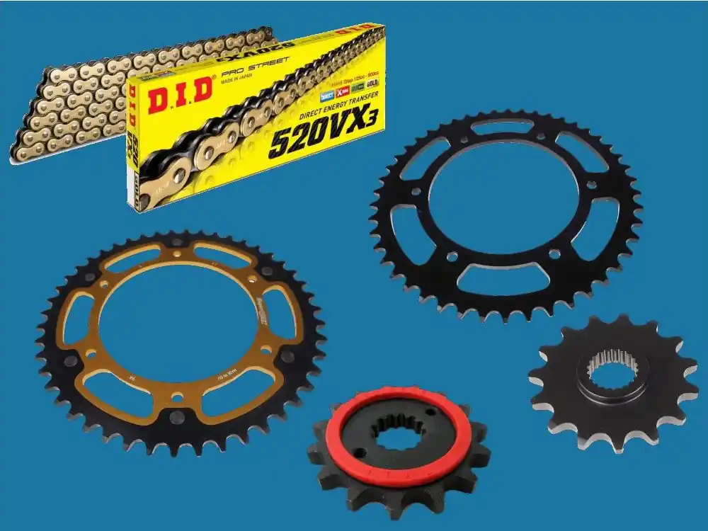 Saisonangebot DID Kettensatz passend für Aprilia Pegaso 650 Tuscany Tibet Bj 04 bis 05 mit DID520VX3 Kette