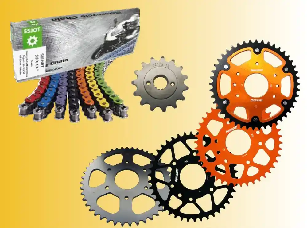 Esjot Kettensatz passend für KTM RC 390 ABS / R (14-) 520HRT Kette orange Preiswert