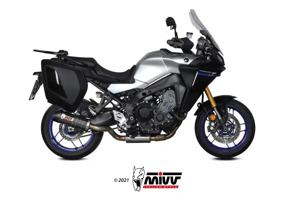 Neue Kollektion MIVV DELTA RACE Edelstahl Schwarz passend für Yamaha Tracer 9 GT