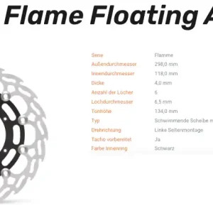 Neue Kollektion Moto-Master Bremsscheibe Flame Floating Alu-Disc vorne passend für Yamaha / Fantic - 112065