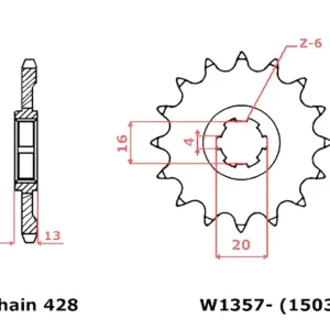 Gratis Versand Kettenritzel 16 Zähne (428) passend für TM 80 / 85 MX
