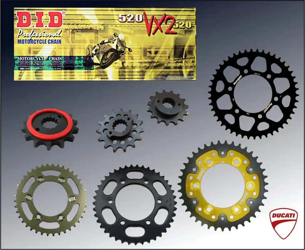 DID Kettensatz passend für Ducati 600 Monster Bj 99 bis 01 mit DID520VX3 Kette Geprüft