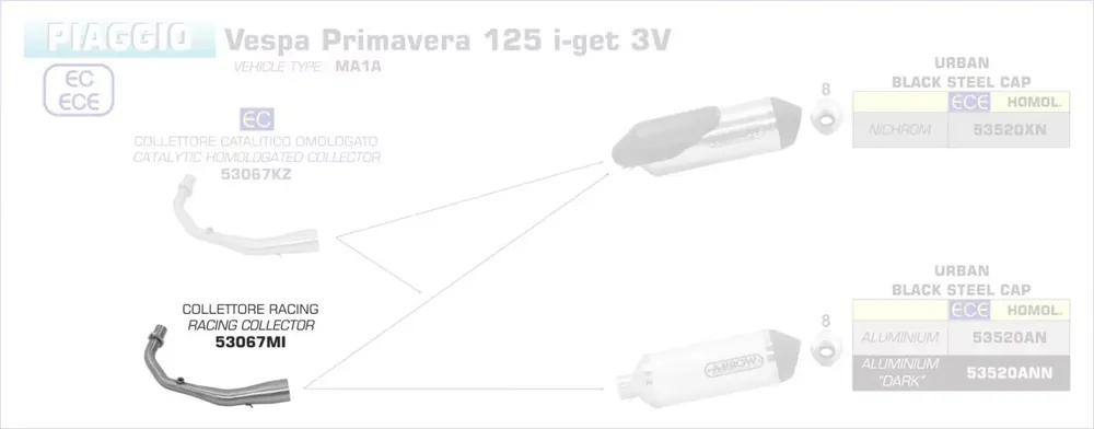 Wochenendangebot Arrow Krümmer passend für Piaggio Vespa Primavera I-Get 125 V3 2017-2018
