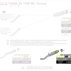 Saisonangebot Arrow GP2 Dark Endschalldämpfer passend für Aprilia Tuono V4 1100 RR (2017–2018)