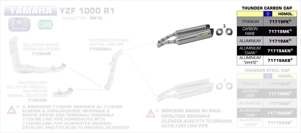 Arrow Thunder Aluminium Endschalldämpfer passend für Yamaha YZF R1 07-08 Sale