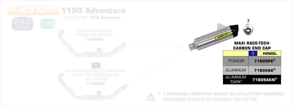 Sichere Zahlung Arrow MaXi Race-Tech Aluminium Endschalldämpfer passend für KTM Adventure