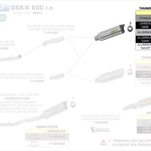 Arrow Endschalldämpfer Thunder Titan mit Carbon-Endkappe passend für Suzuki GSX-R 600/750 Abverkauf