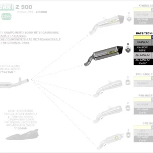 Arrow Race-Tech Carbon Endschalldämpfer passend für Kawasaki Z 900 Versand Am Gleichen Tag