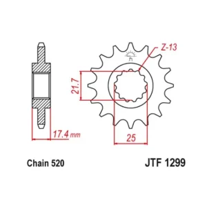 Schneller Versand Kettenritzel 14 Zähne (520) passend für Honda VTR 250 MC33 / CR Magna MC29 Teilung 520!