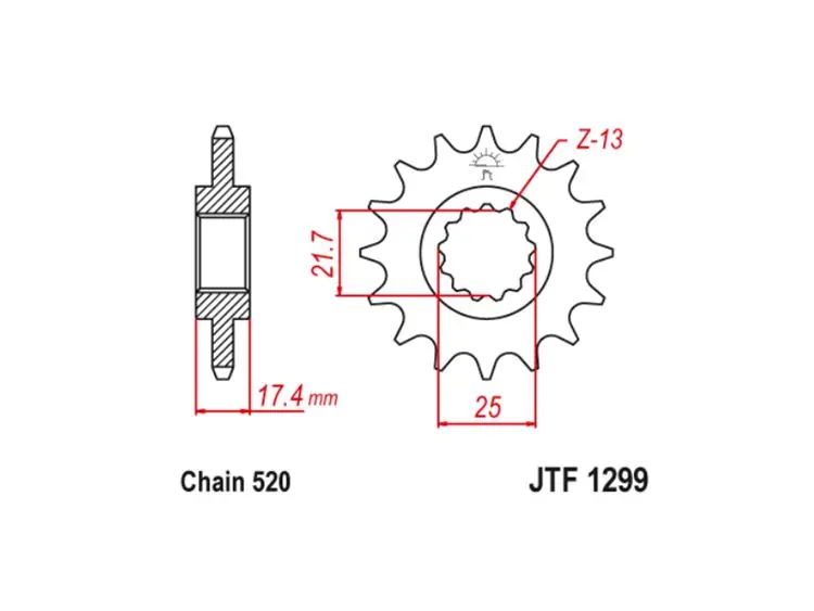 Schneller Versand Kettenritzel 14 Zähne (520) passend für Honda VTR 250 MC33 / CR Magna MC29 Teilung 520!