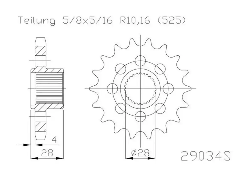 Bestseller Kettenritzel 17 18 Zähne (525) passend für Aprilia 850 Mana / GT