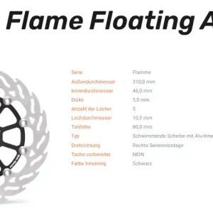 Moto-Master Bremsscheibe Flame Floating Alu-Disc vorne passend für Honda - 112322 Jetzt Kaufen