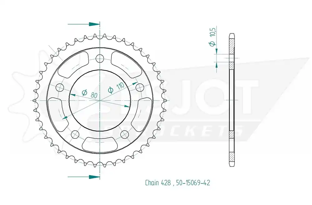 Neuheit Kettenrad Stahl passend für Kymco Quannon 42 Zähne (428)