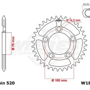 Kettenrad Alu OZ-Felge 35 bis 40 Zähne (520) passend für KTM 1190 RC8 Superbike Markenprodukt