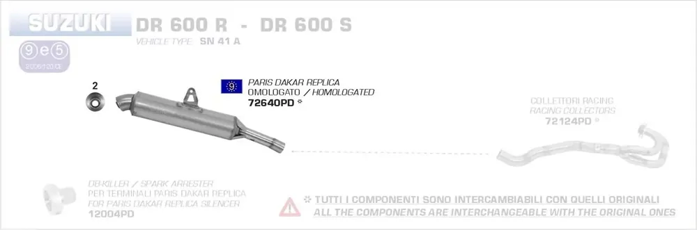 Arrow Paris-Dakar Replica Auspuff passend für Suzuki DR 600 R/S 85-90 Schneller Versand