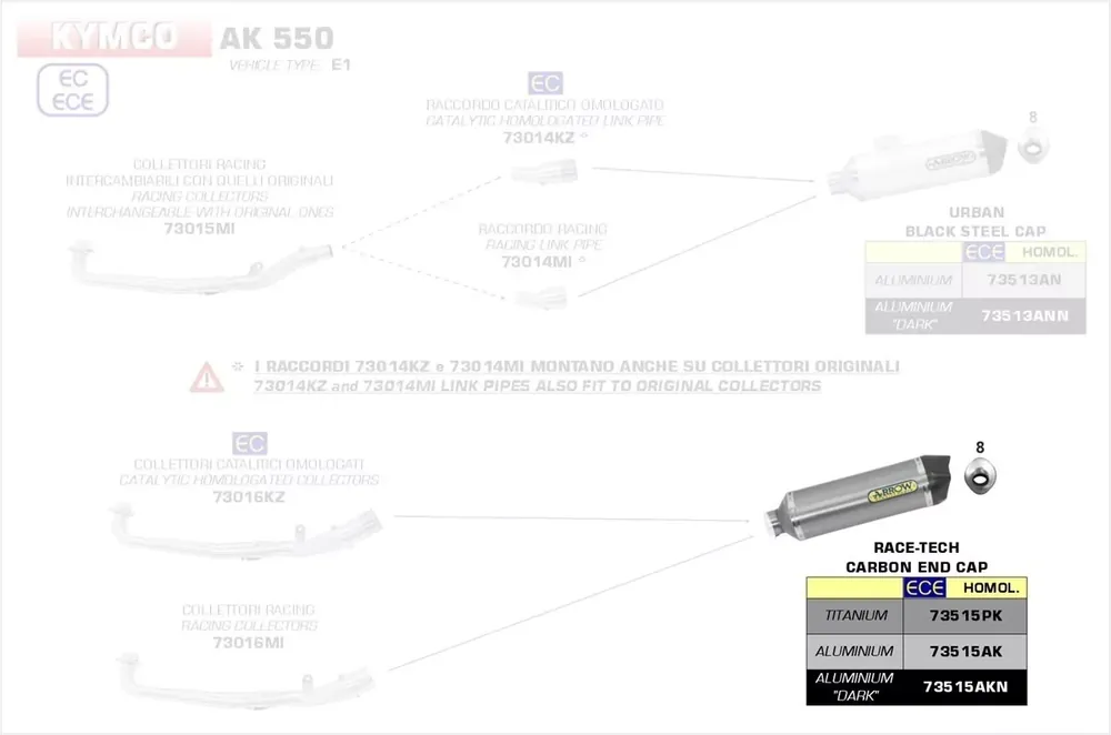 Preis Gesenkt Arrow Race-Tech Aluminium Endschalldämpfer passend für Kymco AK 550 17-20