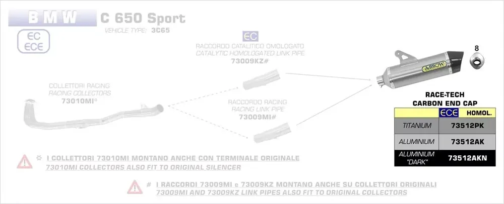 Meistverkauft Arrow Race-Tech Aluminium Endschalldämpfer passend für BMW C 650 Sport 16-20