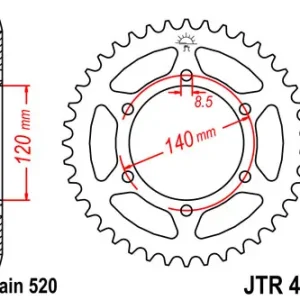 Kettenrad Stahl 37 40 42 44 46 Zähne (520) passend für Kawasaki KL250 Knallerangebot
