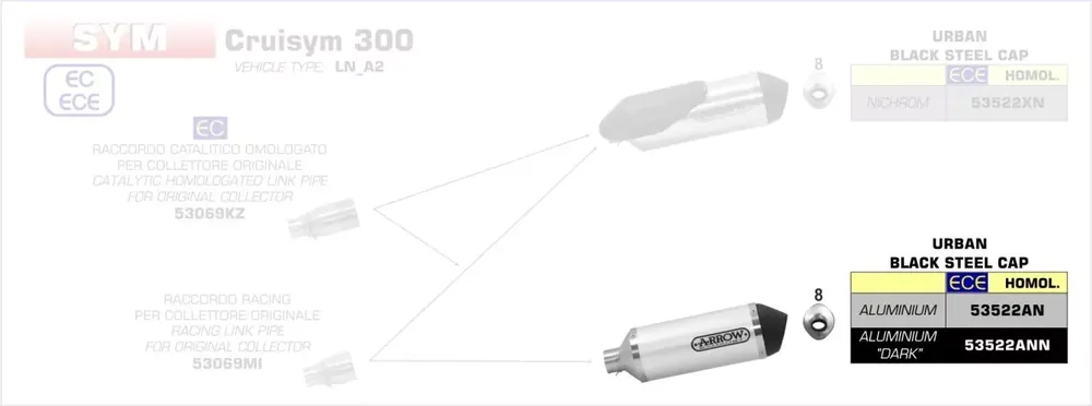 Arrow Urban Endschalldämpfer Aluminium Schwarz passend für SYM Cruisym 300 Sichere Zahlung