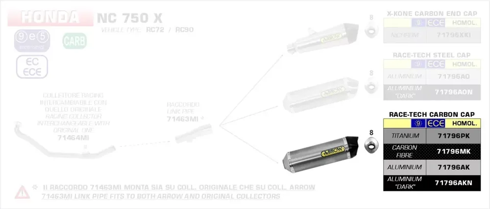 Nur Für Kurze Zeit Arrow Race-Tech Endschalldämpfer Aluminium schwarz passend für Honda NC 750 X 21-