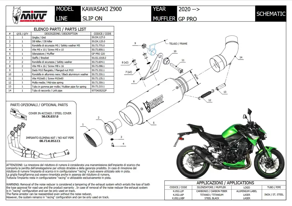 MIVV GP Pro Endschalldämpfer Edelstahl passend für Kawasaki Z 900 20-22 Top-Preis