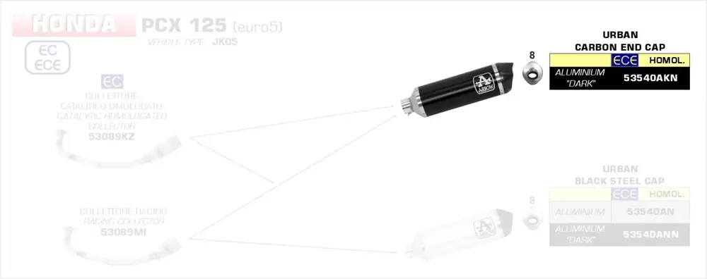 Arrow Urban Endschalldämpfer Aluminium Schwarz passend für Honda PCX 125 21- Sichere Zahlung