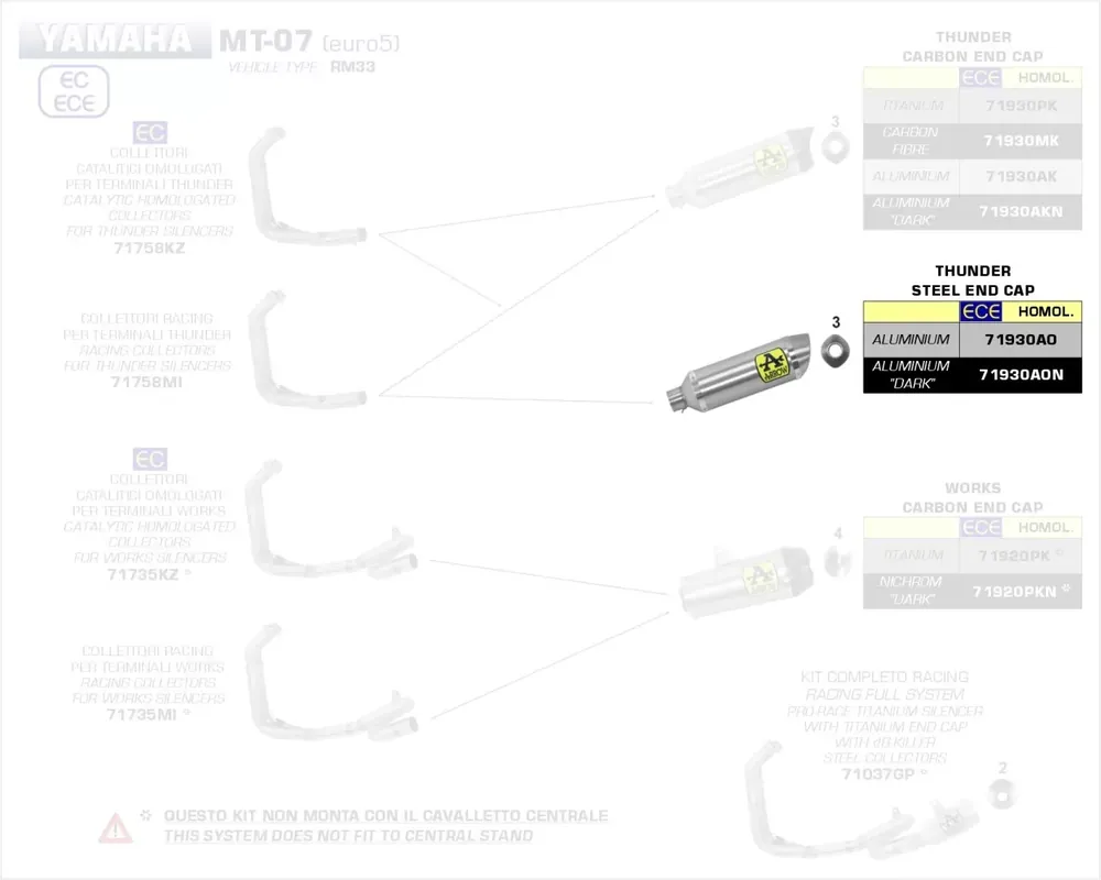 Beliebt Arrow Thunder Endschalldämpfer Aluminium Schwarz passend für Yamaha MT-07
