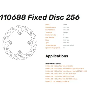 Moto-Master Bremsscheibe Flame hinten passend für Honda CRF 1100 / CRF 1000 XL 750 Transalp - 110688 Neuheit