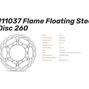 Moto-Master Bremsscheibe Flame Floating 260 passend für Kawasaki KLX KX - 111037 Kostenloser Rückversand
