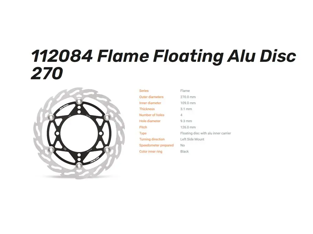 Moto-Master Bremsscheibe Flame Floating 270 Oversize passend für Kawasaki KLX KX - 112084 Direktkauf
