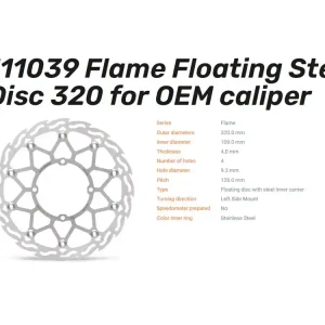 Neu Moto-Master Bremsscheibe Flame Floating Steel 300 passend für Kawasaki KLX KX - 111039