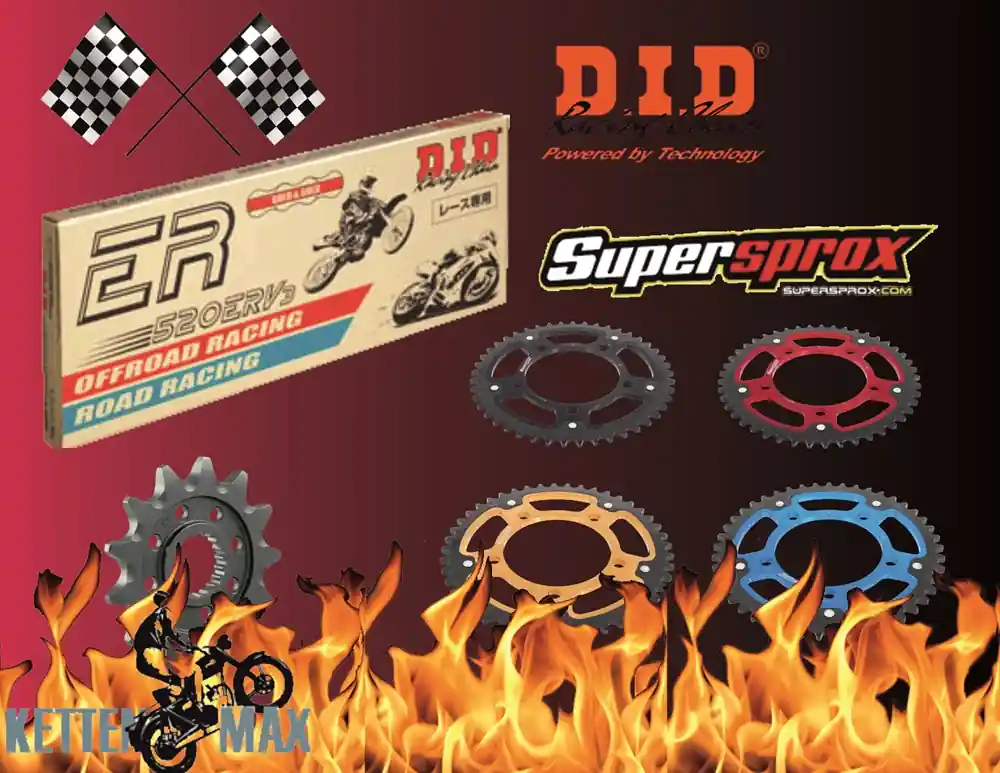 Zertifiziert DID Rennkettensatz passend für Yamaha MT-07 RM04 (Bj.14-24) DID 520ERV7 Racing Kette
