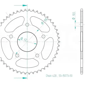 Jetzt Kaufen Kettenrad Stahl 50 54 Zähne (428) passend für Derbi GPR