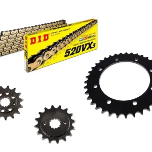 Kostenfreie Lieferung DID Kettensatz passend für Kawasaki KLE 250 Bj 93 bis 01 mit DID520 diverse Kette Silent Stahl Steal